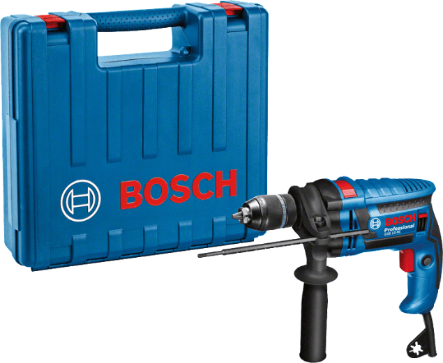 מקדחה רוטטת אלקטרונית בוש BOSCH GSB 13RE במזוודה + סט מקדחים 4,5,6,8